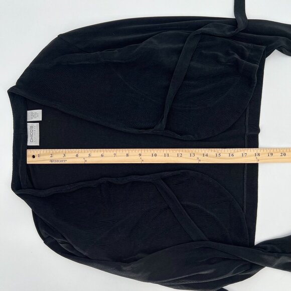 Chicos Travelers Womens Tie Front Slinky Cardigan Sweater Size Large 2 Black - Picture 7 of 7